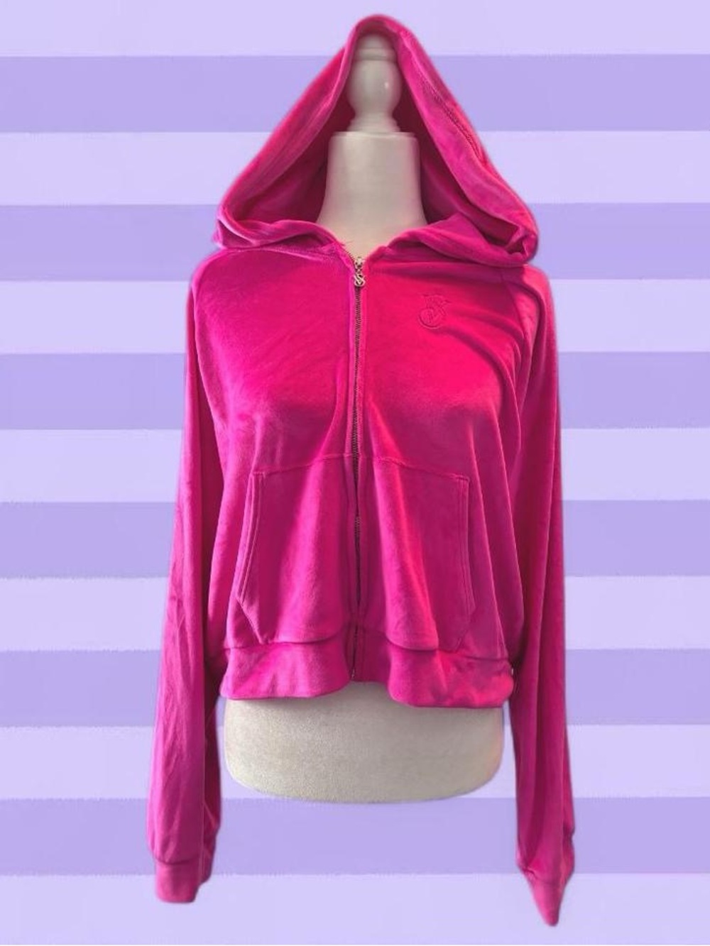NWOT Victoria's Secret On Point Hot Pink Velour Zip Up Hoodie ~ XL